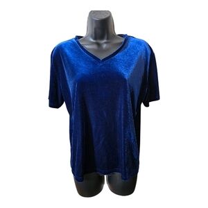 Liz Claiborne Royal Blue Velvet Short Sleeve Top